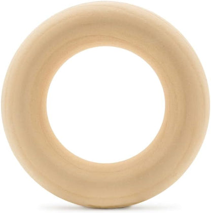 Wood Rings for Crafts 3 Inch, Pack of 5 Unfinished Wooden Rings for Macrame and Jewelry-Making, by Woodpeckers