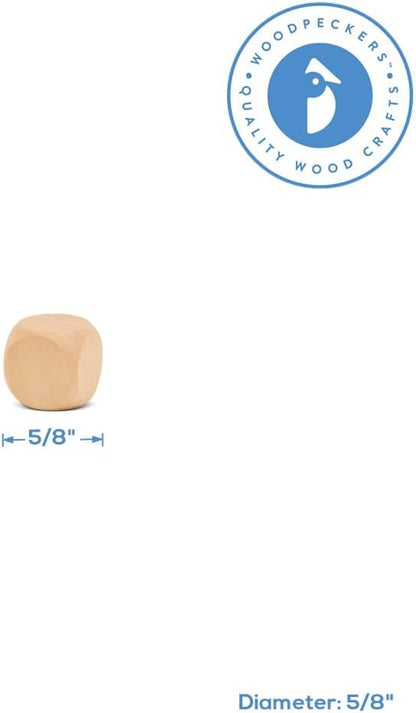 Blank Wooden Dice for Crafting and Games, 1.5 Inch Wood Blocks for Crafts, Pack of 3 Unfinished Small Wooden Blocks for Crafts, Small Wooden Cubes for Games & Party Decor, by Woodpeckers