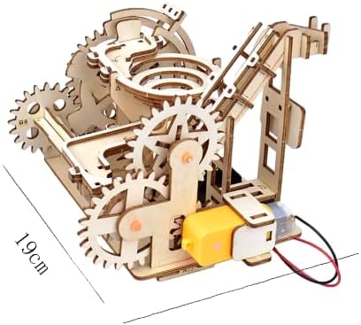 3D Wooden Roller Coaster Puzzle Motorized Marble Run Construction Kit with Gears and Tracks Mechanical Model Kit Laser Cut Wooden Pieces (Ages 14+)
