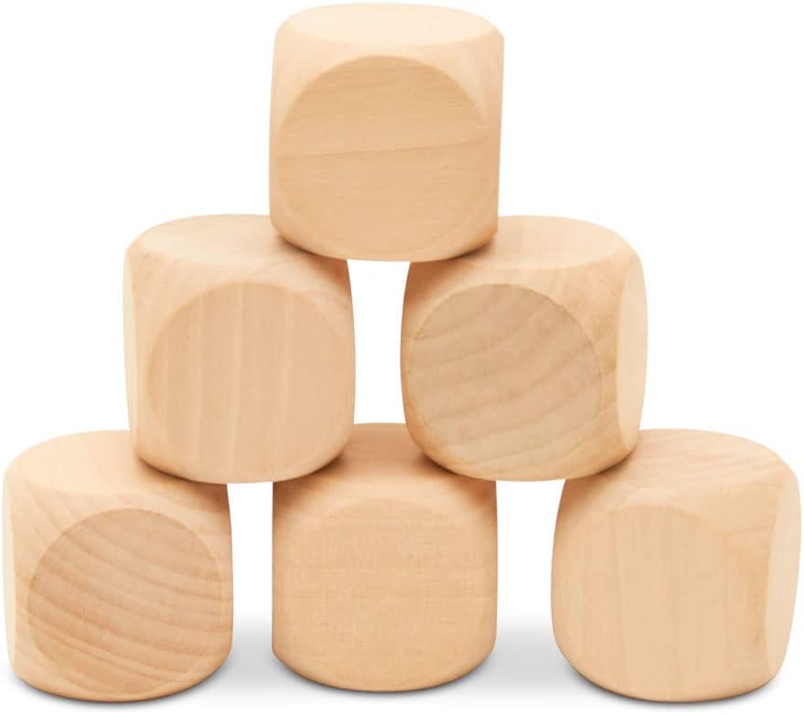 Blank Wooden Dice for Crafting and Games, 1.5 Inch Wood Blocks for Crafts, Pack of 3 Unfinished Small Wooden Blocks for Crafts, Small Wooden Cubes for Games & Party Decor, by Woodpeckers