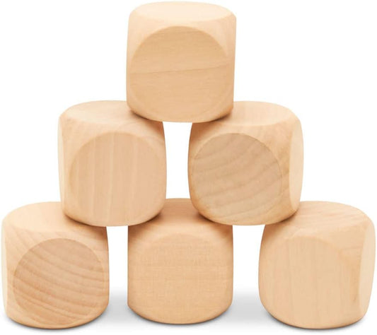 Blank Wooden Dice for Crafting and Games, 1.5 Inch Wood Blocks for Crafts, Pack of 3 Unfinished Small Wooden Blocks for Crafts, Small Wooden Cubes for Games & Party Decor, by Woodpeckers