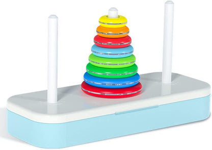 TANCH Hanoi Tower Puzzle All in One Logical Thinking Tower of Hanoi Brain Teaser Puzzle Stacking Boxes Game Toys for Kids and Adults (8 Rings)