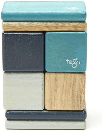 8 Piece Tegu Pocket Pouch Magnetic Wooden Block Set, Tints