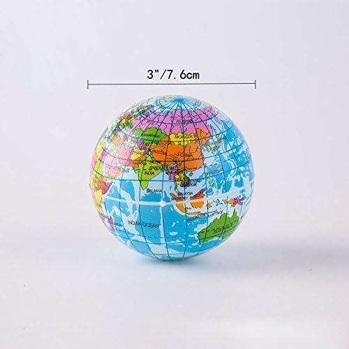 2.48'' Mini Squeezable Globe Stress Balls,Tension Reliver Balls,Party Favor,Soft PU Globe Ball,Earth Pattern,Party Toys