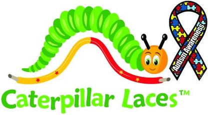 Caterpillar Shoe Laces - Learn to tie shoes fast and easy - Bi-colored, Holds Shape, Printed Guide (Laces Only)