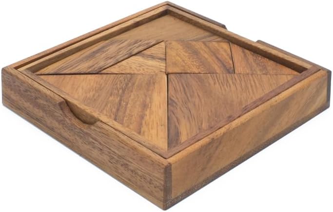 Premium Tangram Board Set – 7‑Piece Adult Geometry Puzzle, Executive Desk Brain Teaser, Minimalist Display Tray, Luxury Gift for Men & Women