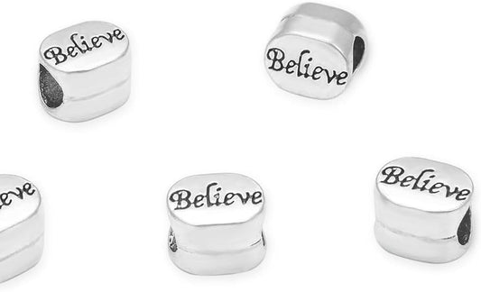 40pcs Live Love Laugh Large Hole Loose Beads (4.5mm Hole) Antique Silver Metal Spacer for DIY Craft Jewelry Making MEC-C9
