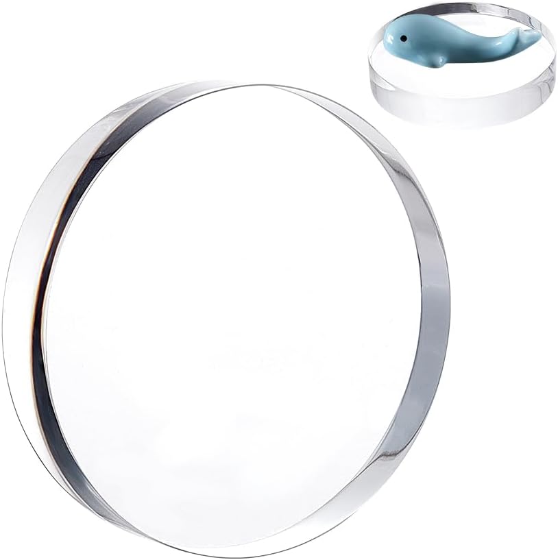 AHANDMAKER 1Pc Acrylic Disc Display Block Clear Round Display Stand 3.9"/10cm Diameter Round Base Plished Ring Display Holder Bases for Table Showing Collectibles