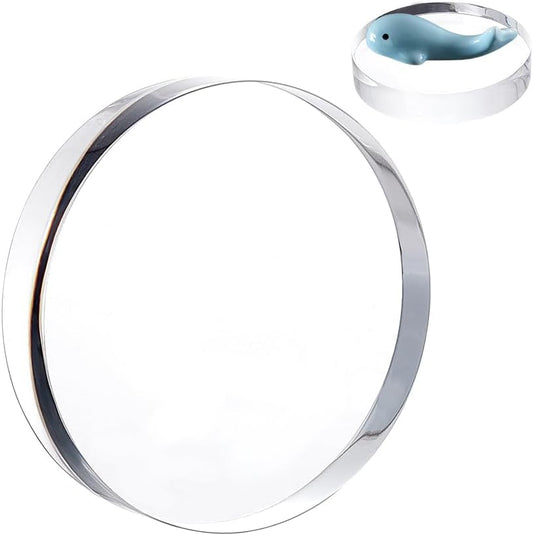 AHANDMAKER 1Pc Acrylic Disc Display Block Clear Round Display Stand 3.9"/10cm Diameter Round Base Plished Ring Display Holder Bases for Table Showing Collectibles