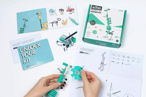 The Off Bits Erector Set: Animal Mini STEM Toys for Kids 6+, Toy Building Sets with Nuts & Bolts, STEM Building Toys Gifts for Boys and Girls (Green Dino)