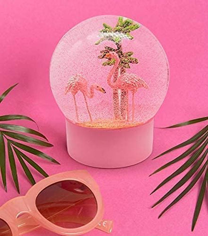 ANGELLOONG Pink Flamingo Snow Globe for Kids Girls, Originality 3D Flamingo Glitter Glass Snow Globes for Adults Women Christmas Valentines Home Decor, 100MM