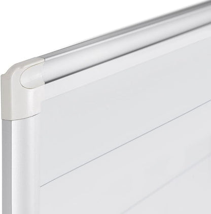 MasterVision gridded Magnetic Steel Dry Erase Planning Board, 1 x 2 Grid, 36 x 24, White Surface, Silver Aluminum Frame