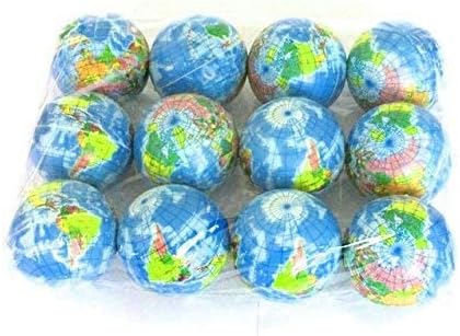 2.48'' Mini Squeezable Globe Stress Balls,Tension Reliver Balls,Party Favor,Soft PU Globe Ball,Earth Pattern,Party Toys