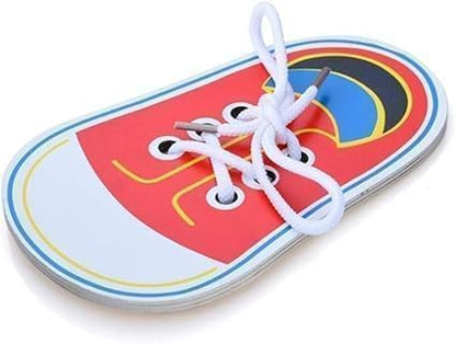 Shoe Tying Practice, Wooden Learn to Tie Your Own Shoes Threading Lacing Shoes Training Early Learning Kits, Decorative Accessories