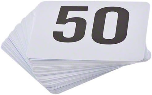 ROY TN 1 100 -Royal Industries Number 1-100 Plastic Number Card Set, Plastic, 4'' by 4'', White Base with Black Numbers