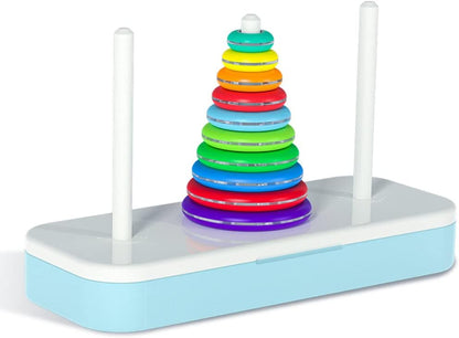 TANCH Hanoi Tower Puzzle All in One Logical Thinking Tower of Hanoi Brain Teaser Puzzle Stacking Boxes Game Toys for Kids and Adults (8 Rings)