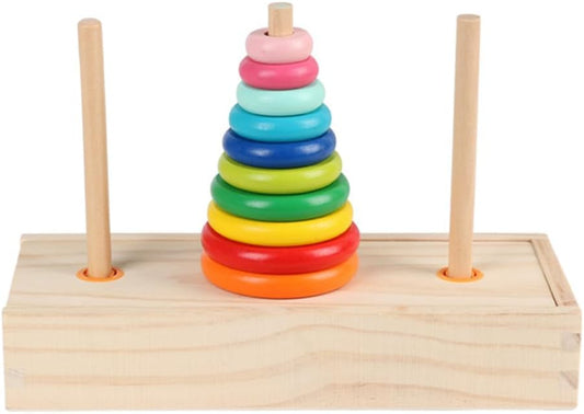 Montessori 10-Layer Rainbow Tower, Wooden Stacking Rings Toy for Toddlers