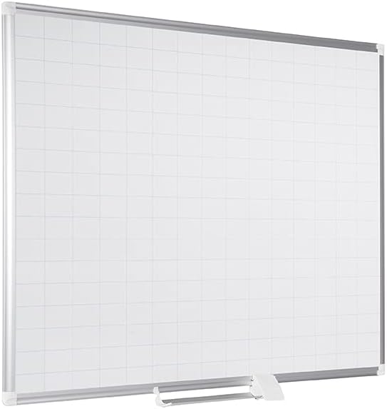 MasterVision gridded Magnetic Steel Dry Erase Planning Board, 1 x 2 Grid, 36 x 24, White Surface, Silver Aluminum Frame