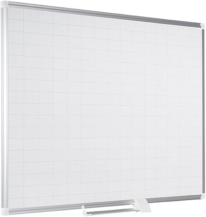 MasterVision gridded Magnetic Steel Dry Erase Planning Board, 1 x 2 Grid, 36 x 24, White Surface, Silver Aluminum Frame