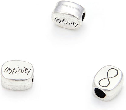 40pcs Live Love Laugh Large Hole Loose Beads (4.5mm Hole) Antique Silver Metal Spacer for DIY Craft Jewelry Making MEC-C9