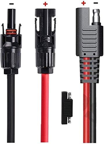 Solar Panel to SAE Adapter With MC4 Connector Extension Cable 10AWG for Easy Connection to Battery Charger Kit - RV Compatible With Polarity Reverse Adapters