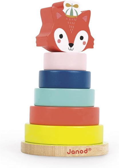 Janod Baby Forest Fox Wood Stacker - Ages 1+ - J08014