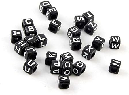 DAHI 400PCS Cube Letter Beads 8mm Alphabet Bead Colorful A-Z Acrylic Letter Beads for Jewelry Making (Color White 8x8mm)