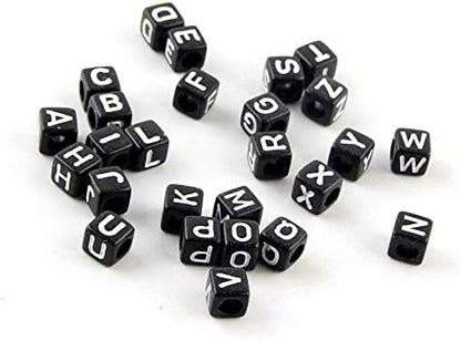 DAHI 400PCS Cube Letter Beads 8mm Alphabet Bead Colorful A-Z Acrylic Letter Beads for Jewelry Making (Color White 8x8mm)
