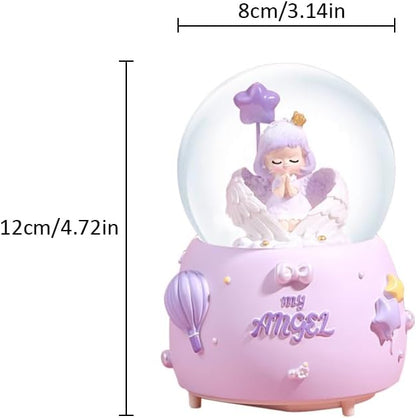 Angel Snow Globe, 80mm Musical Snow Globe with Color Changing LED Lights, Perfect Birthday for Daughter Wife Girlfriend Girls (Purple)