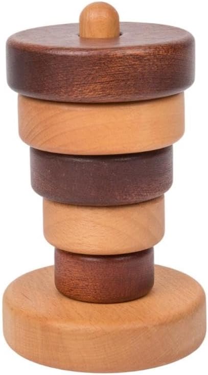 Wooden Stacking Rings for Babies, Montessori Stacker Toys for Toddlers 18+ Months, Educational Learning Sorter and Stacking Tower, Natural Wood Toy for Fine Motor Skills (Circle)