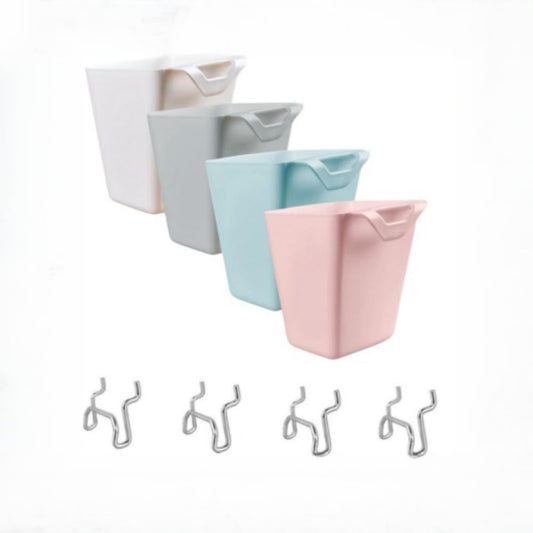 4 Sets 4 Colors Hanging Cup Holders,Multipurpose Rolling Cart Accessories,Pen Holder Cup Plastic Pen Holder Hanging Desk Organizer for Home Decor Office, Kitchen (4 Color)