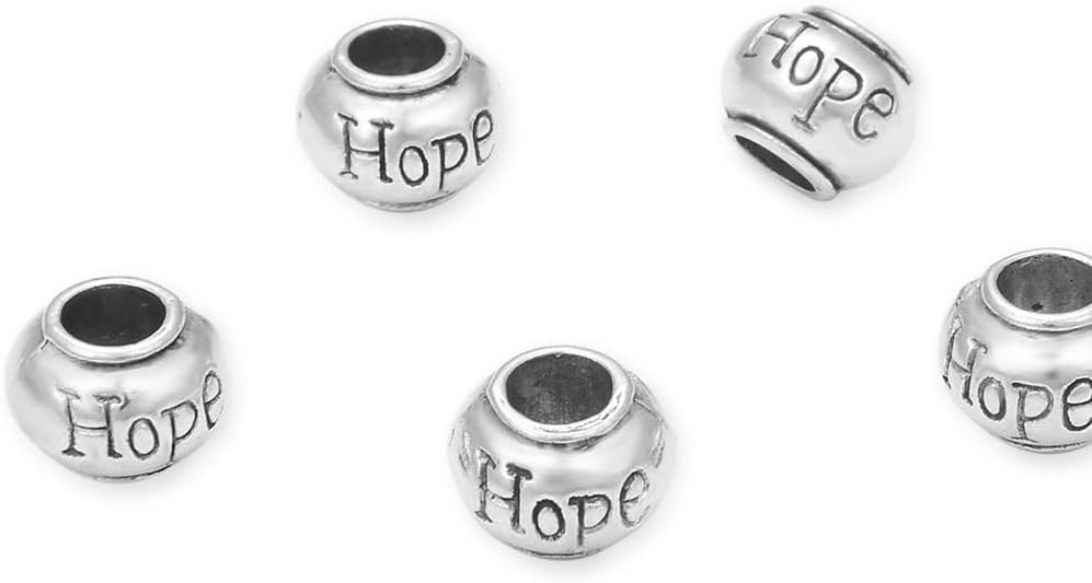 40pcs Live Love Laugh Large Hole Loose Beads (4.5mm Hole) Antique Silver Metal Spacer for DIY Craft Jewelry Making MEC-C9