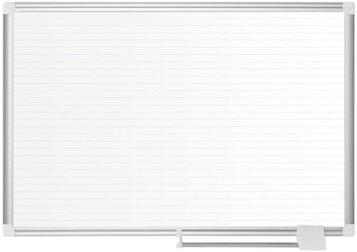 MasterVision gridded Magnetic Steel Dry Erase Planning Board, 1 x 2 Grid, 36 x 24, White Surface, Silver Aluminum Frame