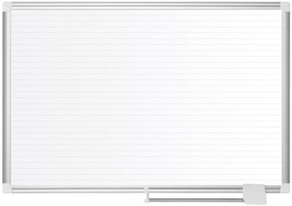MasterVision gridded Magnetic Steel Dry Erase Planning Board, 1 x 2 Grid, 36 x 24, White Surface, Silver Aluminum Frame
