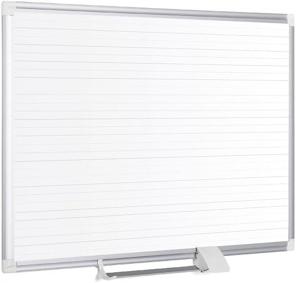MasterVision gridded Magnetic Steel Dry Erase Planning Board, 1 x 2 Grid, 36 x 24, White Surface, Silver Aluminum Frame