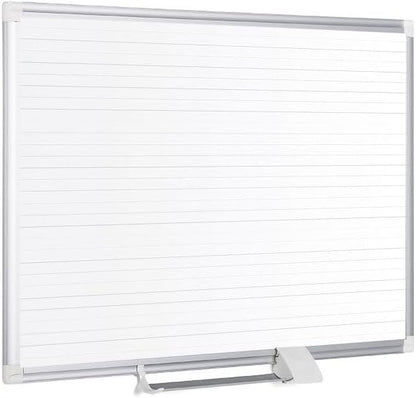 MasterVision gridded Magnetic Steel Dry Erase Planning Board, 1 x 2 Grid, 36 x 24, White Surface, Silver Aluminum Frame