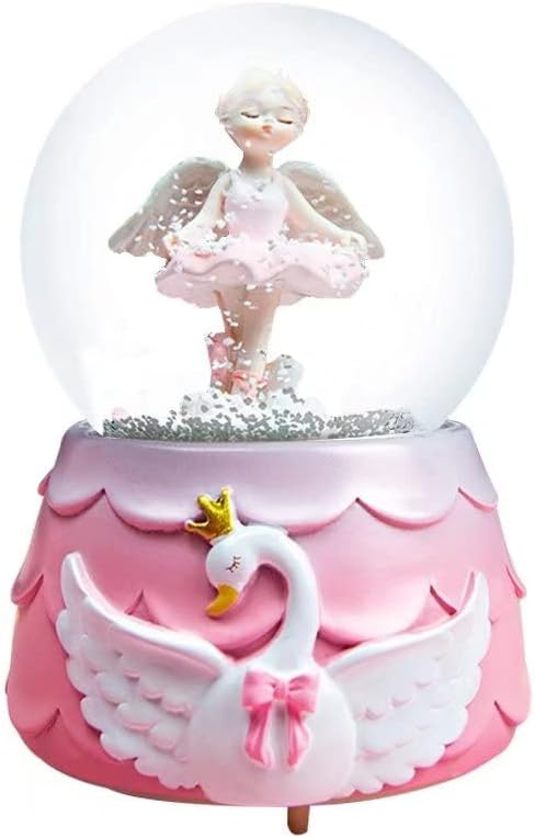 Ballerina Girl Swan Lake Musical Snow Globe, 80MM Glass Snowglobe Ballet Dancer Music Box with Colorful Lights for Girls Kids Daughter Granddaughter(Purple)
