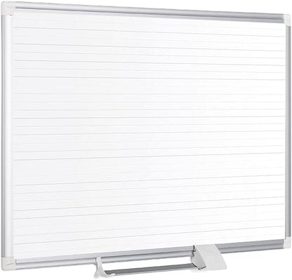 MasterVision gridded Magnetic Steel Dry Erase Planning Board, 1 x 2 Grid, 36 x 24, White Surface, Silver Aluminum Frame