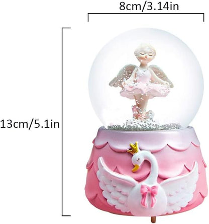 Ballerina Girl Swan Lake Musical Snow Globe, 80MM Glass Snowglobe Ballet Dancer Music Box with Colorful Lights for Girls Kids Daughter Granddaughter(Purple)