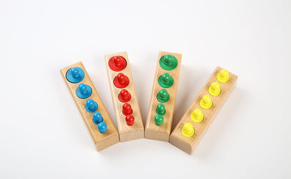 Montessori Colorful Socket Cylinders, Wooden Sensory Toy, Shape & Color Recognition