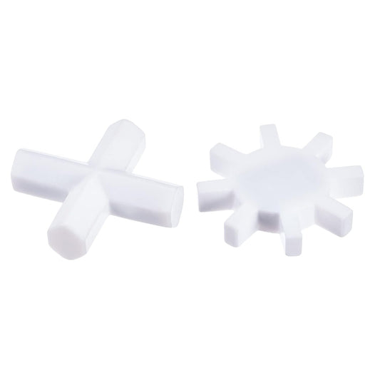 YOKIVE 2 Pcs Magnetic Stir Bar, PTFE Coated Cross/Gear Type Stirrer | Great for Lab Liquid Solution Stirring Mixing(White, 2 Sizes)