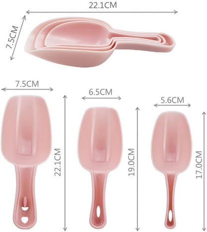 Set of 4 Plastic Ice Scoops, Kitchen Multipurpose Food Scoops for Canisters, Freezer, Flour, Dry Foods, Coffee Beans, Pop Corn, Pet Food (Mix 4 (Set of 4), 150ml, BPA-Free, Dishwasher Safe)