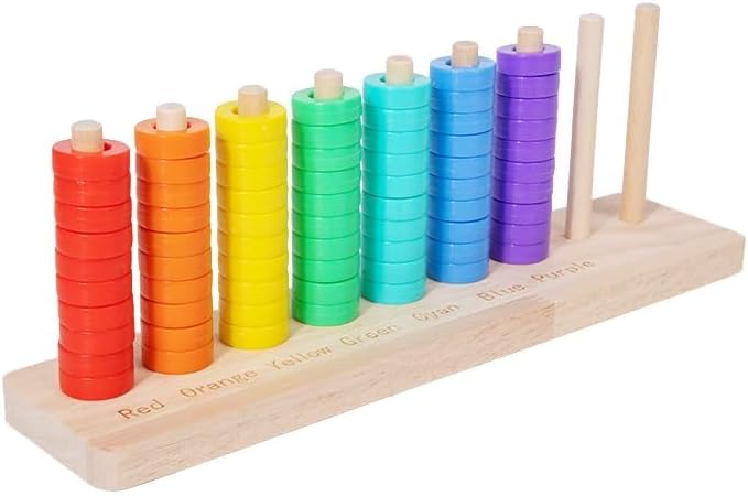 Color Matching Stacking Puzzle Game, 2026 New Wooden Color Match Challenge Game Fast Color Stack Challenge Ring Stack Puzzle with Racks and Rings, Tabletop Brain Teaser for Family Fun (A)