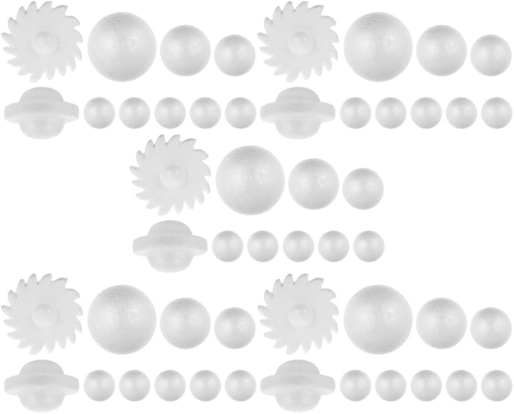 Adult Crafts 5 Sets Solar System Model Foam Ball Kit White Foam Ball Unfinished Polystyrene Spheres Outer Space for DIY Crafts Making Project