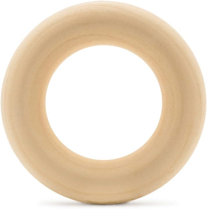 Wood Rings for Crafts 3 Inch, Pack of 5 Unfinished Wooden Rings for Macrame and Jewelry-Making, by Woodpeckers