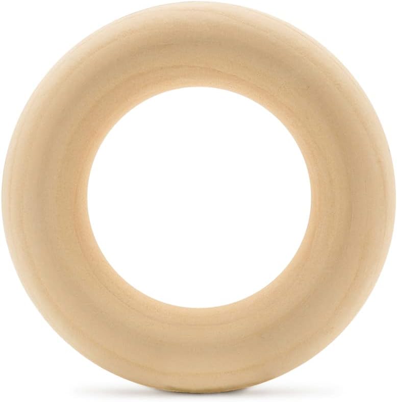 Wood Rings for Crafts 3 Inch, Pack of 5 Unfinished Wooden Rings for Macrame and Jewelry-Making, by Woodpeckers