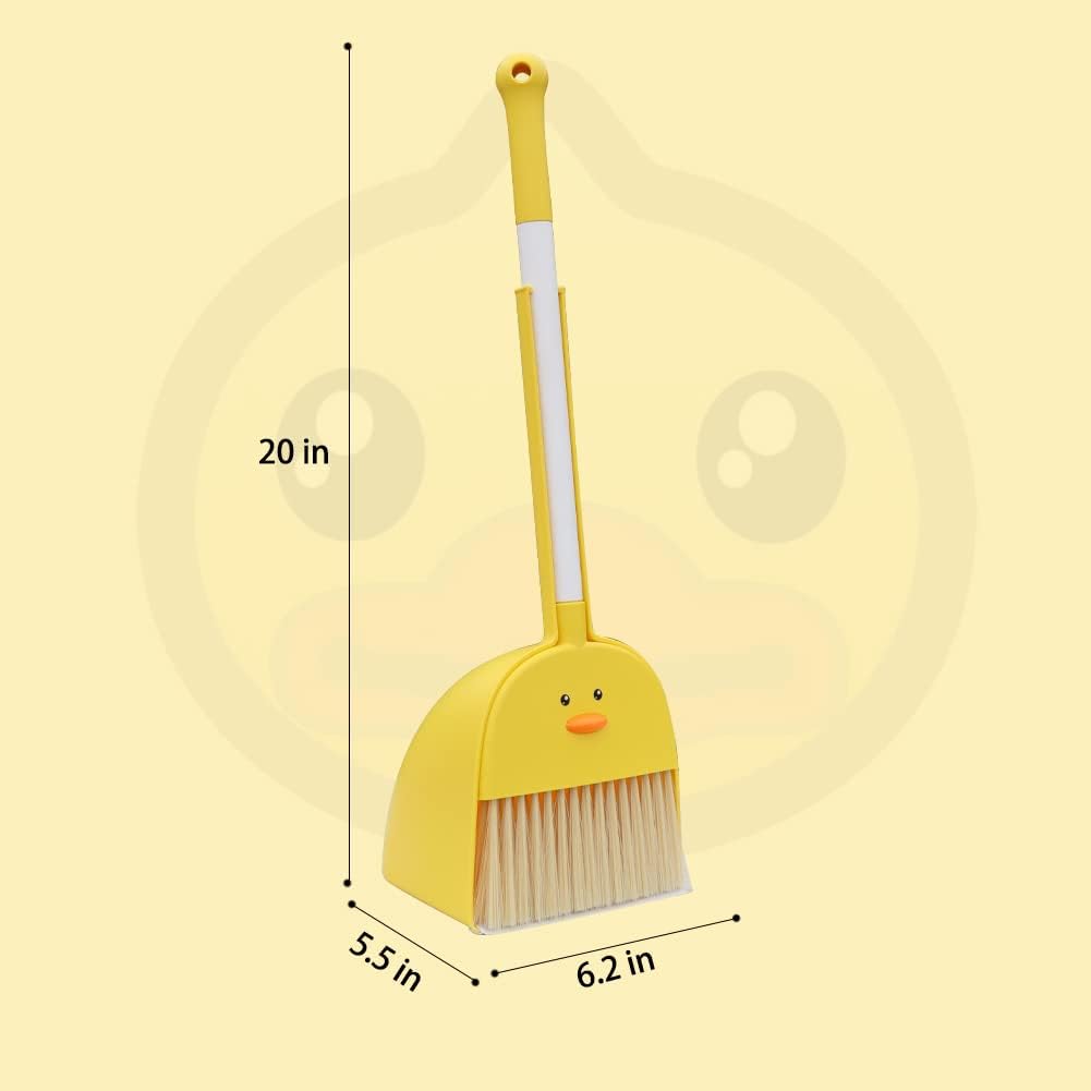 Mini Broom with Dustpan for Boy I Kids Small Cleaning Set Combo Pretend Play I Toddler Kitchen Dress Up Toys–Frog Green