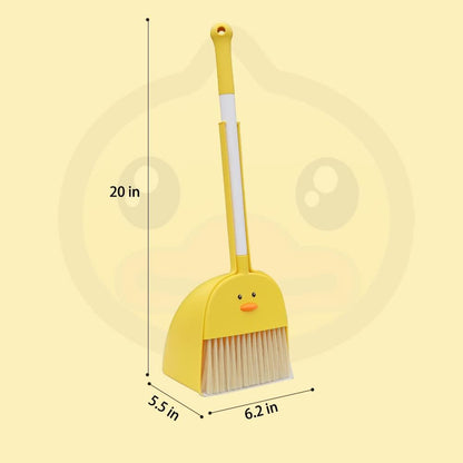 Mini Broom with Dustpan for Boy I Kids Small Cleaning Set Combo Pretend Play I Toddler Kitchen Dress Up Toys–Frog Green