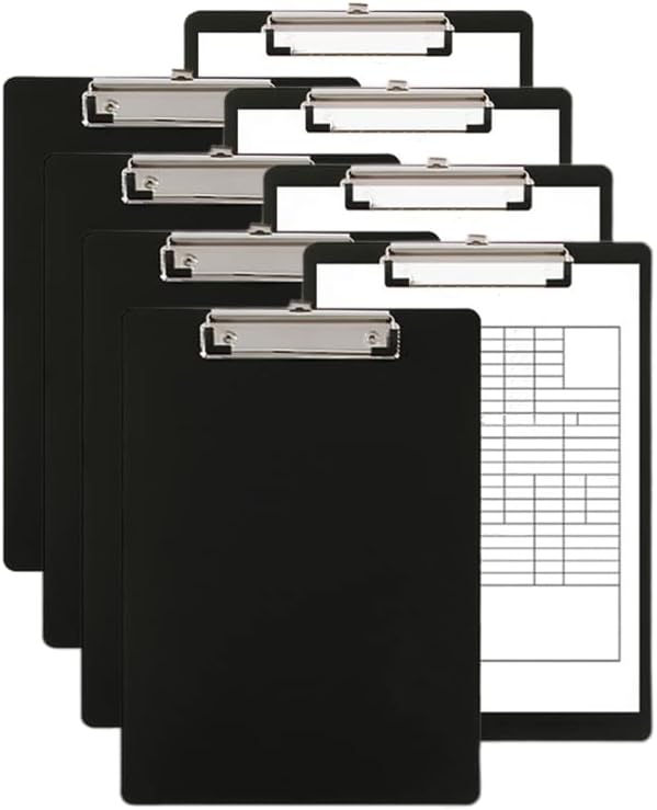 A4 Clipboard Black,Clip Boards Set of 8,Clip Board&Low Profile Clip,Letter Size Drawing Board Sketching Tool,12.5 x 9 Hanging File Folders Plastic Folder for Nurses,Students,Office (Horizontal)