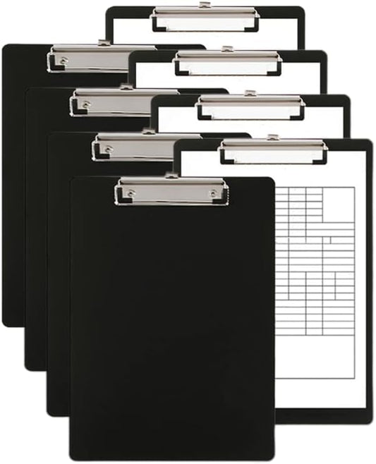 A4 Clipboard Black,Clip Boards Set of 8,Clip Board&Low Profile Clip,Letter Size Drawing Board Sketching Tool,12.5 x 9 Hanging File Folders Plastic Folder for Nurses,Students,Office (Horizontal)